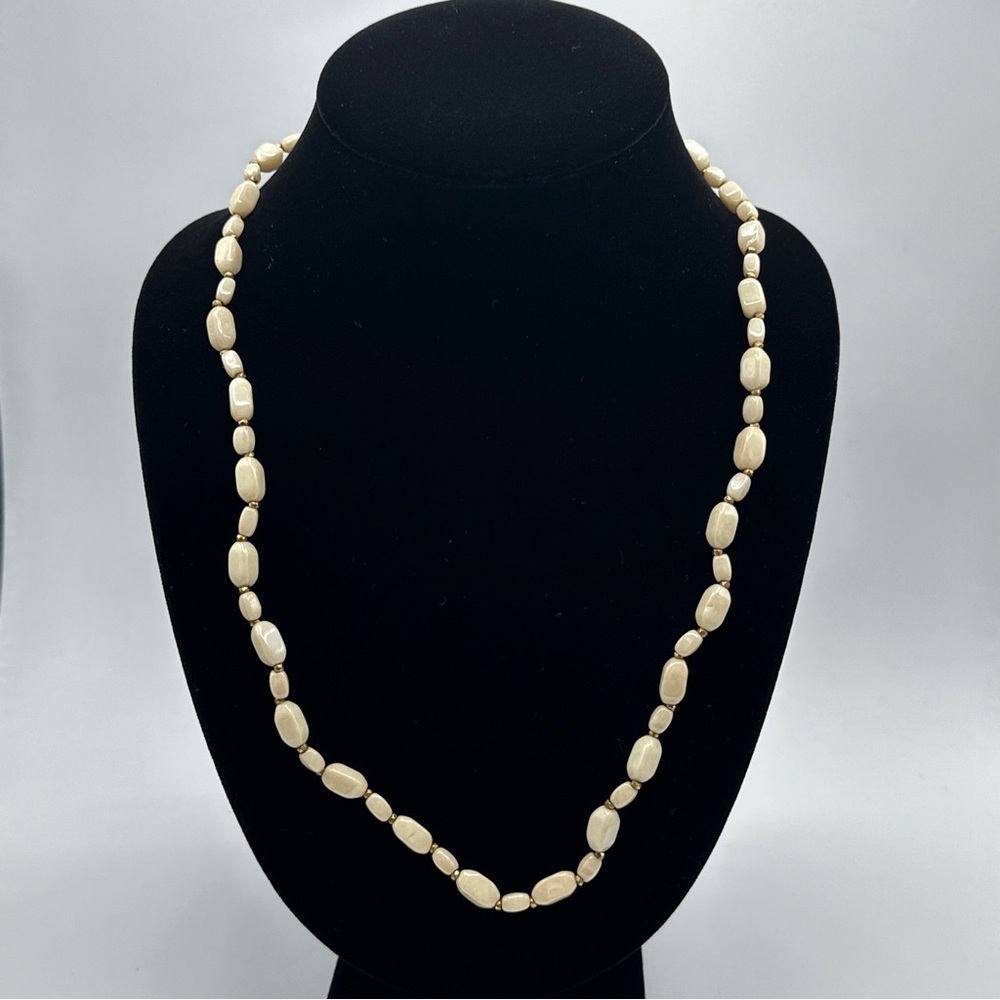 Miriam Haskell beads‎ 18" original tag pealized glass bead necklace #329